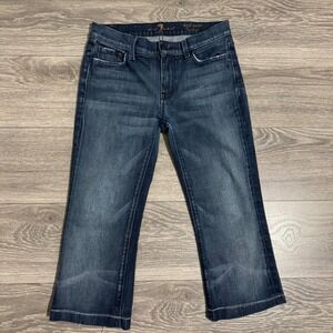 7 For‎ All Mankind Mid Waist Bootcut Y2K Jeans Women Sz 28 Dark Wash Cropped USA
